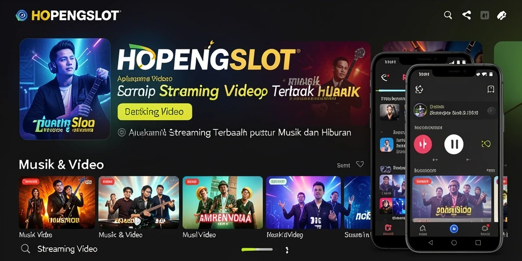 Antarmuka HOPENGSLOT menampilkan berbagai video musik dan hiburan.
