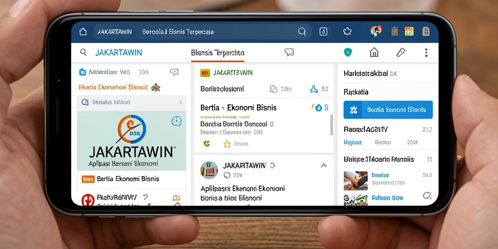 Screenshot antarmuka JAKARTAWIN yang menampilkan berita ekonomi terkini.