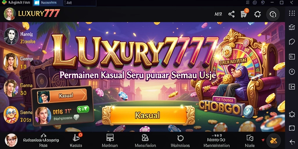 Tampilan antarmuka permainan LUXURY777 yang penuh warna dan interaktif.