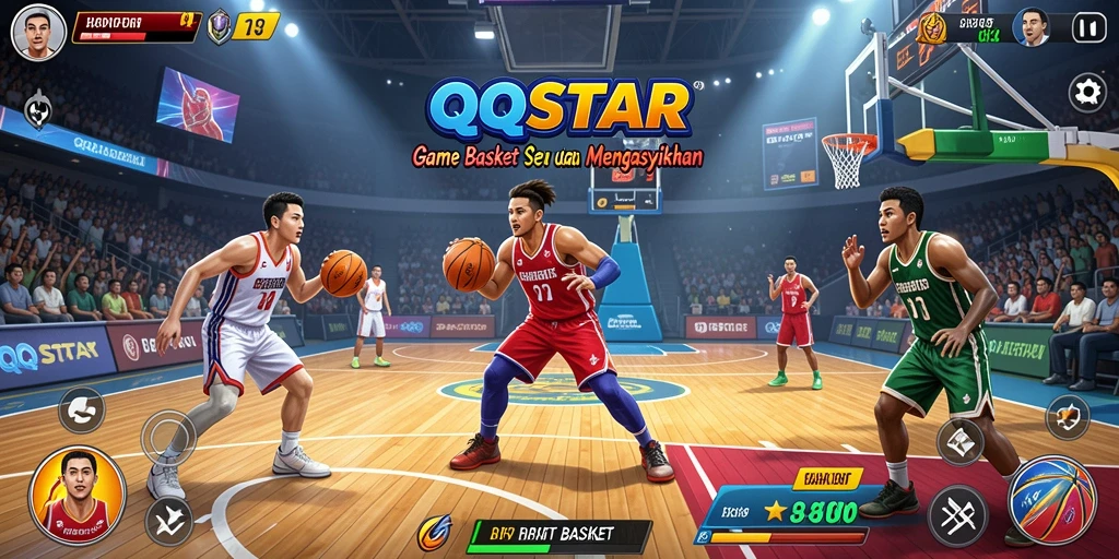 Antarmuka permainan basket yang menarik dan intuitif.