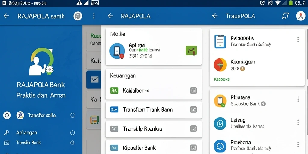 Tampilan antarmuka aplikasi RAJAPOLA untuk transaksi Transfer Bank.