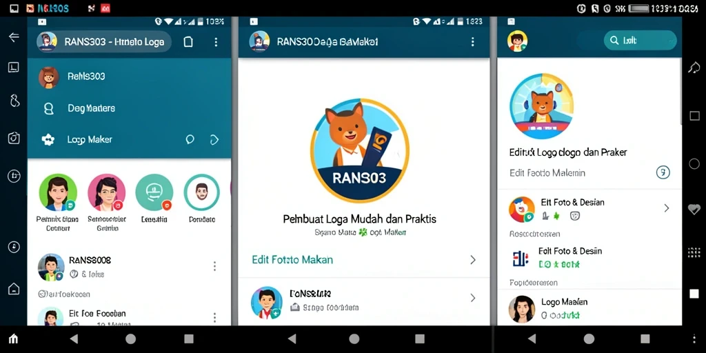 Tampilan antarmuka RANS303 yang sederhana dan fitur Logo Maker yang lengkap.