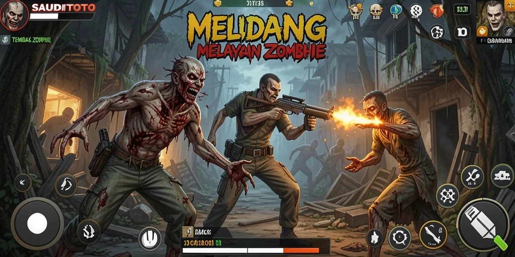 Tampilan antarmuka seru dalam game Tembak Zombie SAUDITOTO.