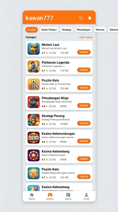 Katalog Aplikasi Populer & Kanal Uji - kawan777